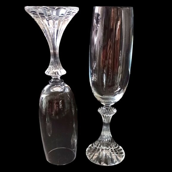 Mikasa The Ritz Champagne Flute Glass Set Of 2 Crystal Christmas Elegant Vintage - Picture 4 of 15